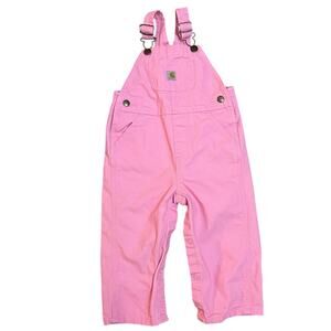 Carhartt Overalls Girls Toddler 24 Months Pink Bib Adjustable Straps Bottom Snap